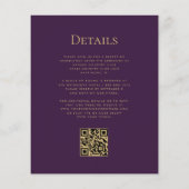 Papier Mariage Code QR Floral Bleu Violet Budget Or (Dos)