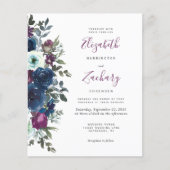 Papier Mariage Code QR Floral Prune de Budget (Devant)