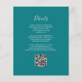 Papier Mariage Code QR Floral Turquoise Argent (Dos)