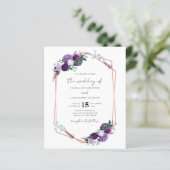 Papier Mariage Code QR Géométrique Floral Violet Script (Debout devant)
