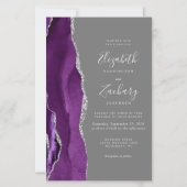 Papier Mariage Code QR Gris Agate Violet Budget (Devant)