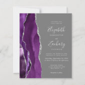 Papier Mariage Code QR Gris Agate Violet Budget (Devant)