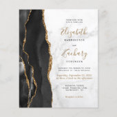 Papier Mariage Code QR Marbre Agate Noir Or Budget (Devant)