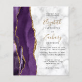 Papier Mariage Code QR Marbre Agate Or Violet Budget (Devant)