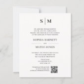Papier Mariage Code QR Monogramme Classique Blanc Cassé (Devant)