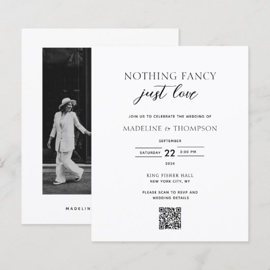 Papier MARIAGE Code Qr Nothing Fancy Just Love Budget (Devant / Derrière)