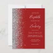 Papier Mariage Code QR Pailleté Argent Rouge Budget (Devant)