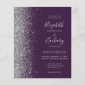 Papier Mariage Code QR Paillettes Argent Violet Budget (Devant)