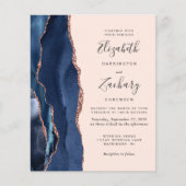 Papier Mariage Code QR Rose Gold Agate Foncé Budget (Devant)