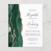 Papier Mariage Code QR Rose Gold Agate Vert Budget (Devant)
