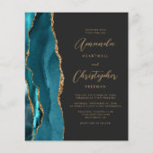 Papier Mariage Code QR Sable Agate Bleu Turquoise Budget (Devant)
