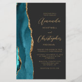 Papier Mariage Code QR Sable Agate Bleu Turquoise Or Budg (Devant)