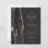 Papier Mariage Code QR Sable Rose Doré Agate Noir Budget (Devant)