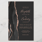 Papier Mariage Code QR Sable Rose Doré Agate Noir Budget (Devant)