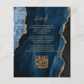 Papier Mariage Code QR Script Agate Bleu Marine Budget (Dos)