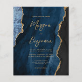 Papier Mariage Code QR Script Agate Bleu Marine Budget (Devant)