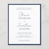 Papier MARIAGE Code QR Simple Bleu Marine Script (Devant)