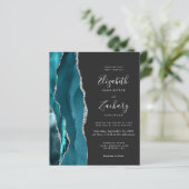 Papier Mariage Code QR Sombre Agate Argent Teal Budget (Debout devant)