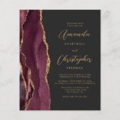 Papier Mariage Code QR Sombre Agate Or Budget Bourgogne (Devant)