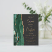 Papier Mariage Code QR Sombre Or Vert Agate Budget (Debout devant)