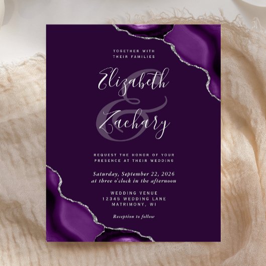Papier Mariage Coins Profonds Violet Agate de Purple Deep