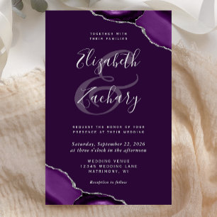 Papier Mariage Coins Profonds Violet Agate de Purple Deep