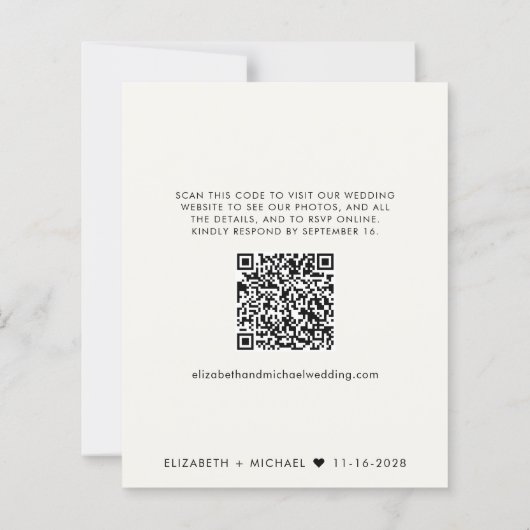 Papier Mariage Cream QR Code Happy Jamais après la fête (Dos)