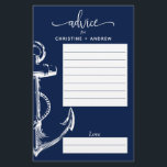 Papier Mariage d'Ancres nautiques Conseiller Marine<br><div class="desc">Permettez à vos invités de remplir des fiches de conseils pour vous donner de la sagesse dans votre mariage.</div>
