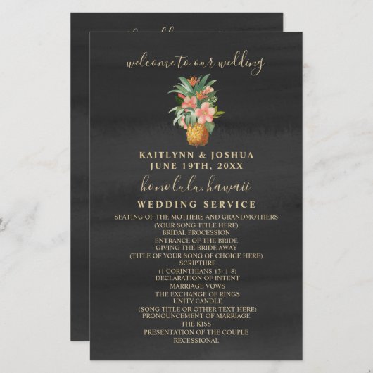 Papier Mariage d'aquarelle ananas (Devant / Derrière)