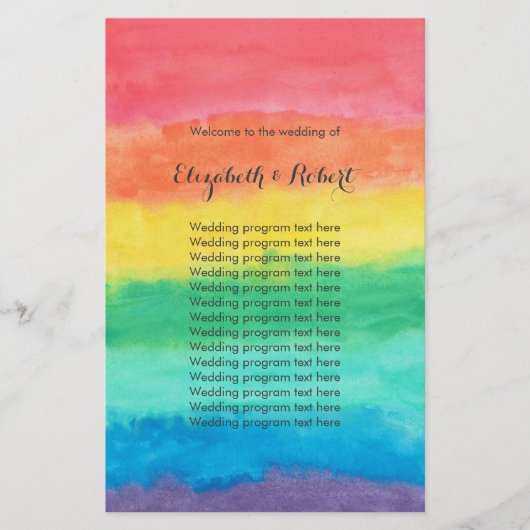 Papier Mariage d'aquarelle arc-en-ciel (Devant)