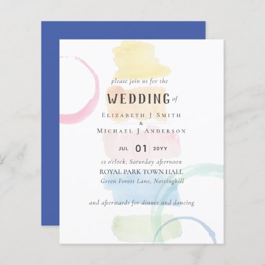 Papier MARIAGE d'aquarelle arc-en-ciel Abstrait (Devant / Derrière)