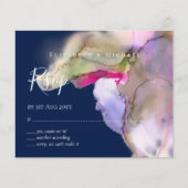 Papier MARIAGE d'aquarelle BUDGET Abstrait pourpre rsvp (Devant)