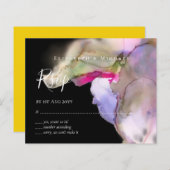 Papier MARIAGE d'aquarelle BUDGET Abstrait pourpre rsvp (Devant / Derrière)