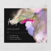 Papier MARIAGE d'aquarelle BUDGET Abstrait pourpre rsvp (Devant)