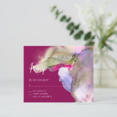 Papier MARIAGE d'aquarelle BUDGET Abstrait pourpre rsvp (Debout devant)
