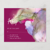 Papier MARIAGE d'aquarelle BUDGET Abstrait pourpre rsvp (Devant)