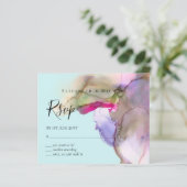 Papier MARIAGE d'aquarelle BUDGET Abstrait pourpre rsvp (Debout devant)