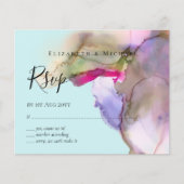 Papier MARIAGE d'aquarelle BUDGET Abstrait pourpre rsvp (Devant)