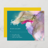 Papier MARIAGE d'aquarelle BUDGET Abstrait pourpre rsvp (Devant / Derrière)
