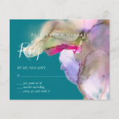 Papier MARIAGE d'aquarelle BUDGET Abstrait pourpre rsvp (Devant)