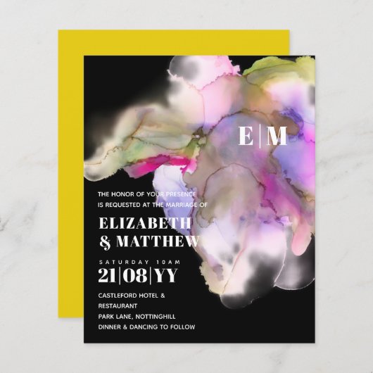 Papier MARIAGE d'aquarelle BUDGET Abstrait violet gris (Devant / Derrière)