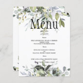 Papier Mariage d'aquarelle Budget Greenery MENU. (Devant / Derrière)
