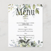 Papier Mariage d'aquarelle Budget Greenery MENU. (Devant)