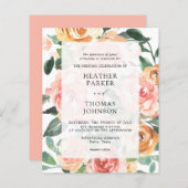 Papier Mariage d'aquarelle de pêche élégante budget (Devant / Derrière)