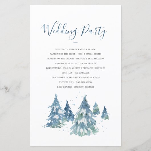 Papier Mariage d'aquarelle hiver À feuillage persistant T (Dos)