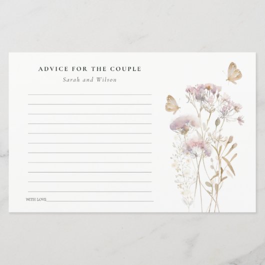 Papier Mariage d'aquarelle Lilac Fleur sauvage Fern Folia (Devant)