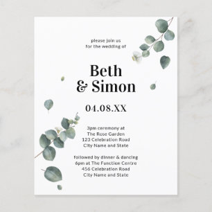 Papier Mariage d'aquarelle verte et blanche à budget élég