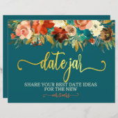 Papier Mariage Date Jar Signal - Mariage Turquoise et ora (Devant / Derrière)