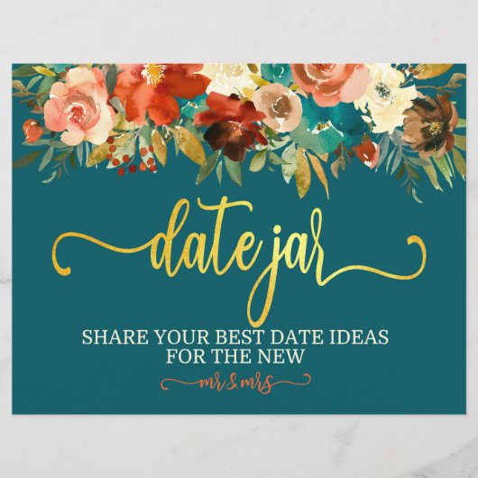 Papier Mariage Date Jar Signal - Mariage Turquoise et ora (Devant)