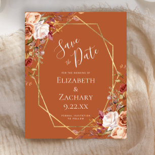 Papier Mariage d'automne floral orange brûlé, Enregistrez